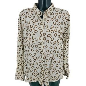 Cato Equestrian Horse Shoe Button Shirt Western Top Women's Size XL 2533